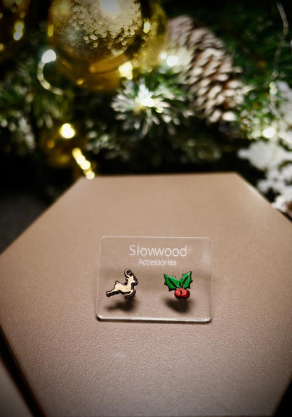 Slowwood 聖誕限定木製耳環，手工雕刻聖誕元素
節日系列耳飾，融合原木與節慶造型的手作耳環