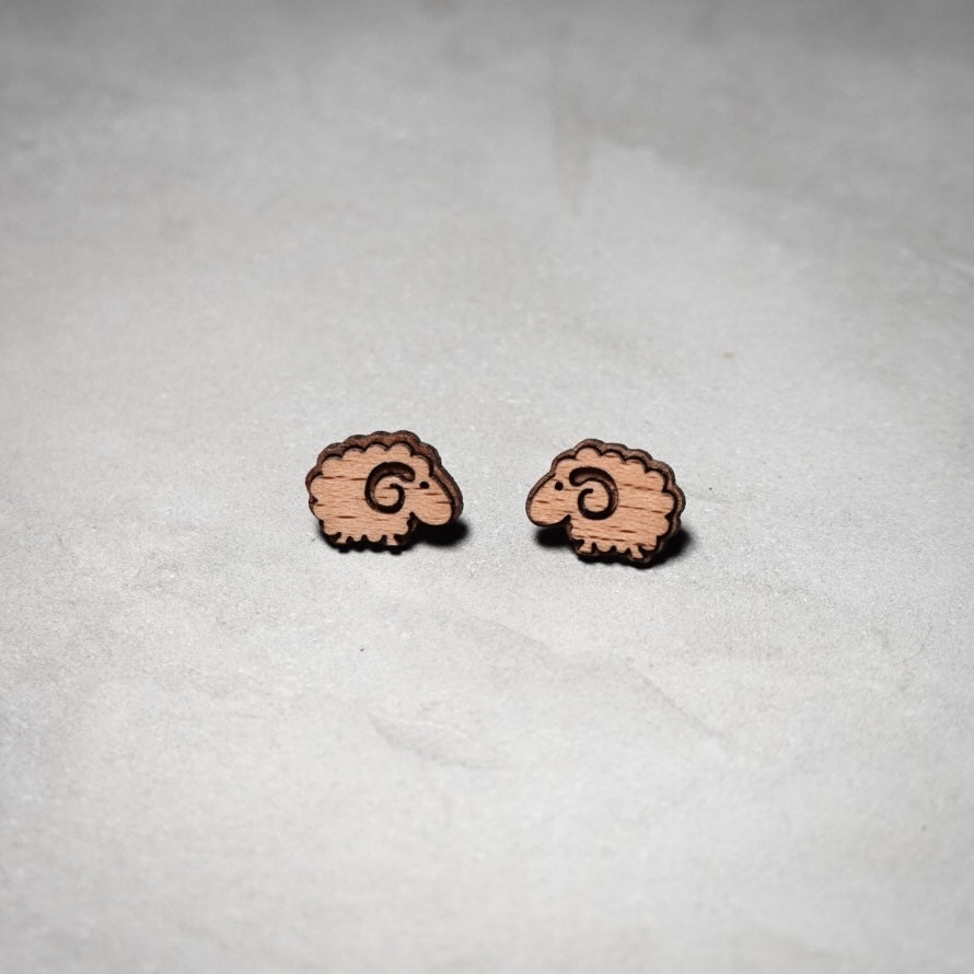【綿羊】木製動物系列耳環 - Slowwood Creation