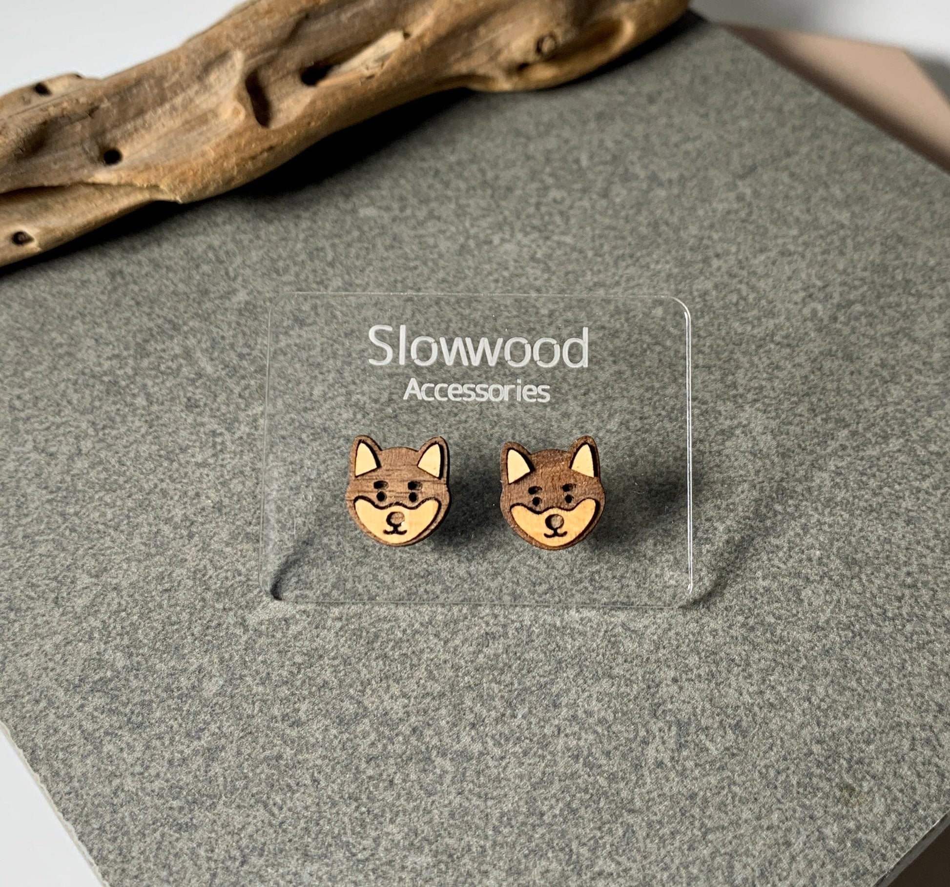【柴犬】木製動物系列耳環 - Slowwood Creation